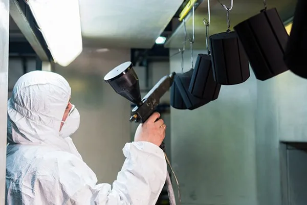 Powder coating for metal parts